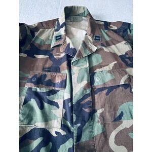 US Military Camo Jacket Coat Large Regular Woodland Print Cotton Cargo